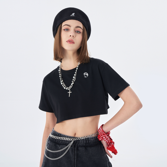 Black Crop top T-shirt 200GSM